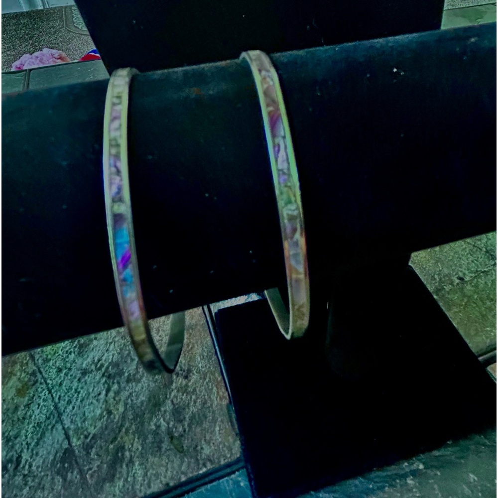 2 Silver Bangles With Alabaster From Acapulco 6” - image 6